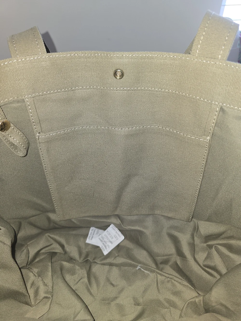 Baublebar NEW JDS Olive Canvas Tote Bag with Contrast Stitching